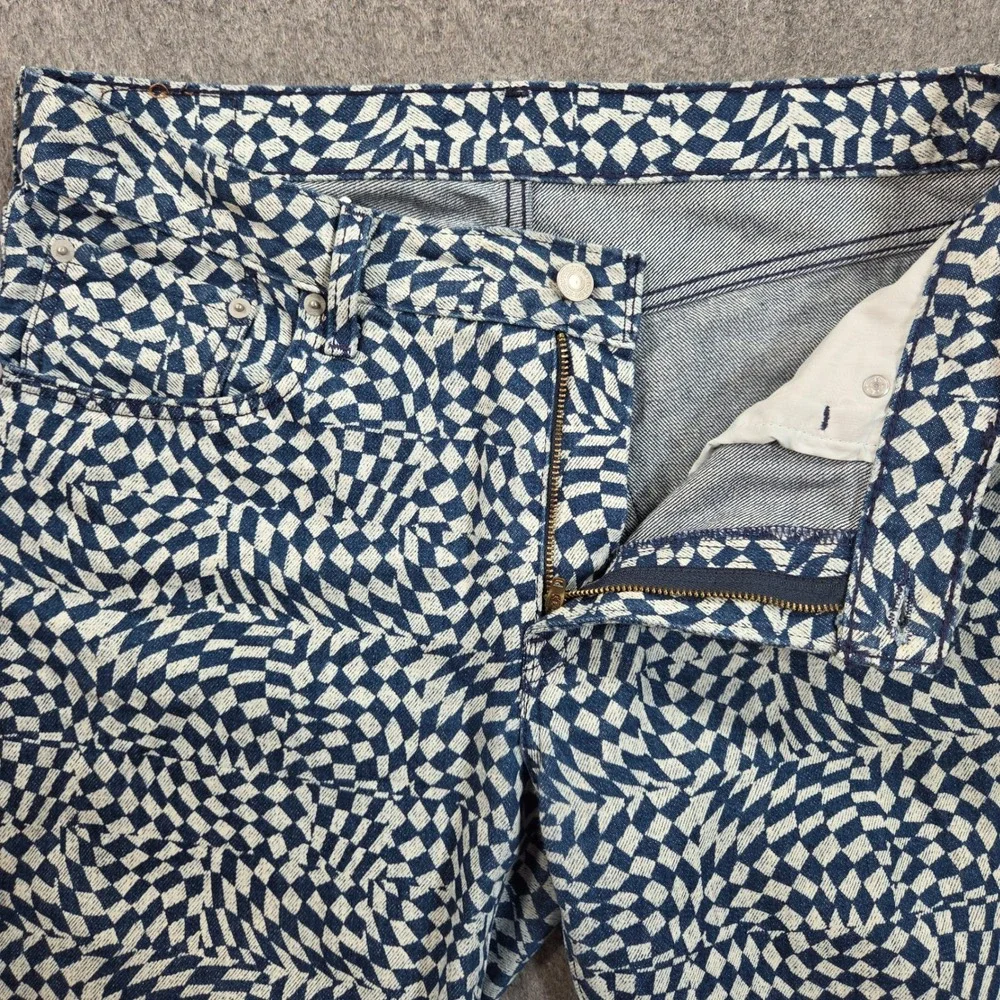 Levis 501 Original Fit Jeans 31x29 Blue White Warped Checkerboard Print